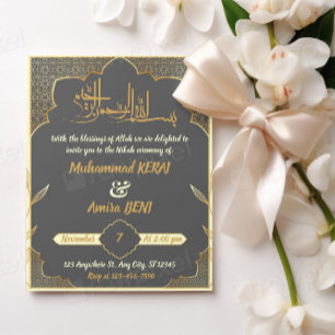 Convite Desenho de Casamento Islâmico Nikah Árabe Muçulman