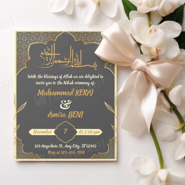 Convite Desenho de Casamento Islâmico Nikah Árabe Muçulman (Criador carregado)