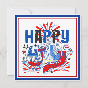 Convite Desenho de Celebração Patriótica do 4 de Julho Fel