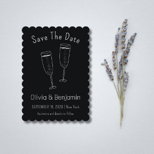 Convite Desenho de Champanhe Casamento Salve A Data