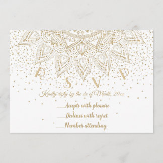 Convite Desenho de Confete de Mandala em Dourado Elegante