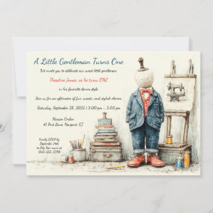 Convite Desenho de Denim Baby primeiro aniversario & Perfu