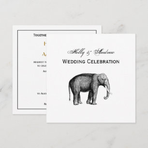 Convite Desenho de Elefante Vintage