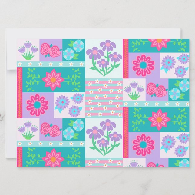 Convite Desenho de Flores Vibrantes em Flor (Frente)