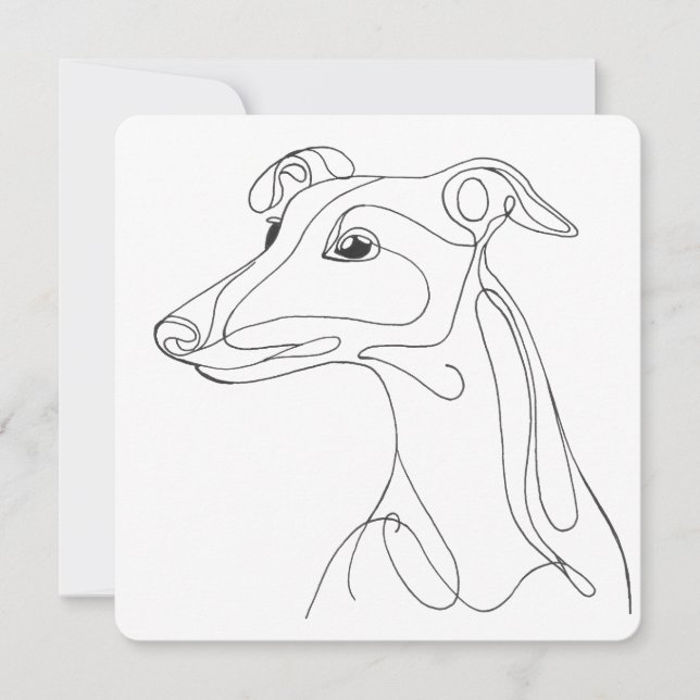 Convite Desenho de Greyhound em Linha Cinza - Design Minim (Frente)