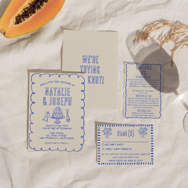 Convite Desenho De Mão Escrito Scribble Quirky Retro Casam (Criador carregado)