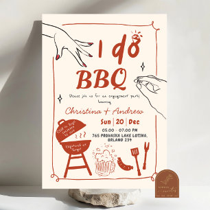 Convite Desenho de mão Eu faço festa de noivado de CHURRAS