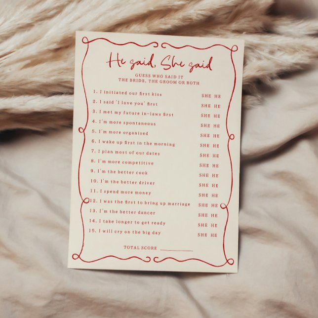 Convite Desenho de Mão Vermelha Ele disse que ela disse Ca (Criador carregado)