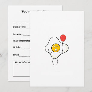 Convite Desenho de ovo com balão, personalize, personalize
