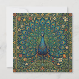 Convite Desenho de pavão boêmio vintage elegante