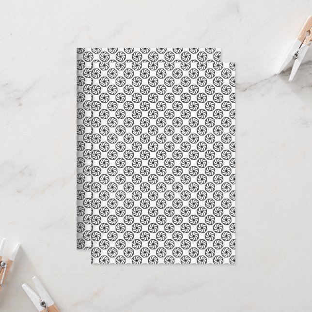 Convite desenho de tecido preto e branco com intrincado  (Frente/Verso In Situ)