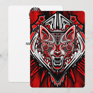Convite Desenho de Totem Tribal Haida de Lobo