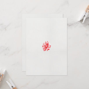 Convite desenho de uma flor vermelha sobre fundo branco