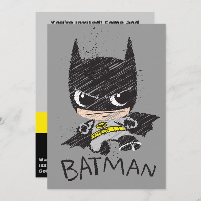 Convite Desenho do Mini Clássico Batman (Frente/Verso)
