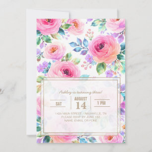 Convite Desenho do Nome Personalizado Floral Boho Nascer d