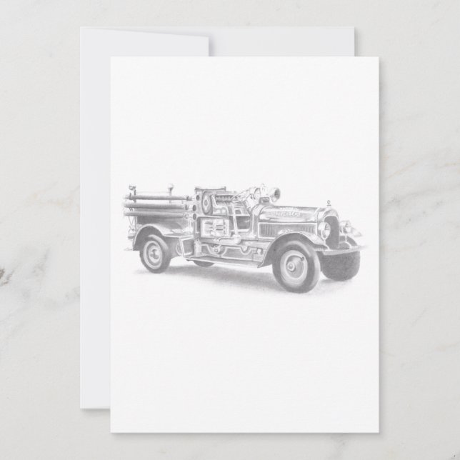 Convite desenho do vintage Firecaminhão (Frente)