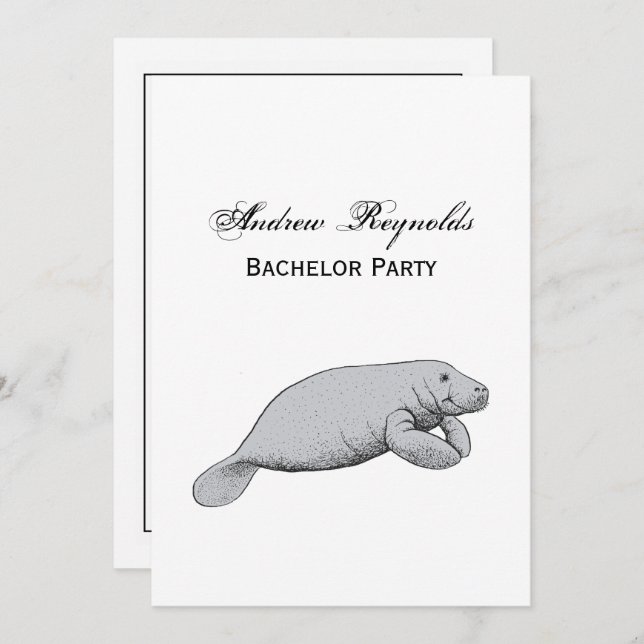 Convite Desenho do Vintage Manatee (Frente/Verso)