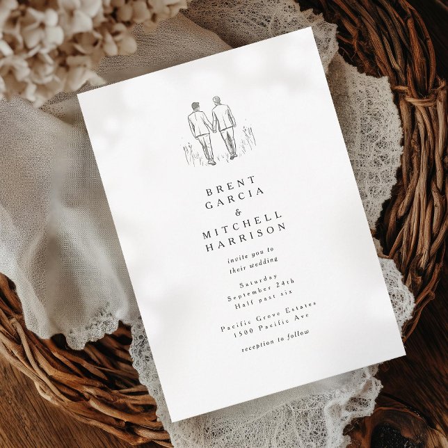 Convite Desenho Elegante Casamento de Gay de Dois Alvos (Criador carregado)