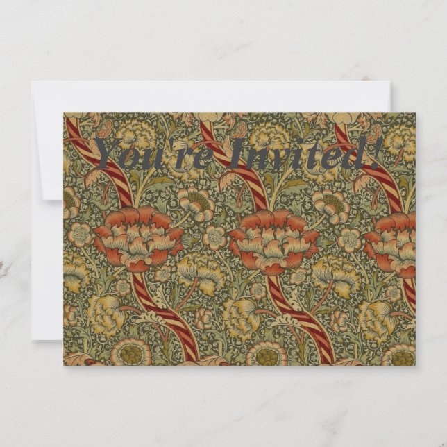 Convite Desenho Floral em Damask de William Morris Wandle  (Frente)