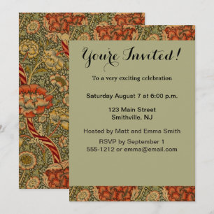 Convite Desenho Floral em Damask de William Morris Wandle 