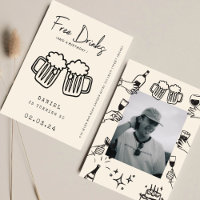 Desenho manual Quirky FunnyFree Drinks aniversário