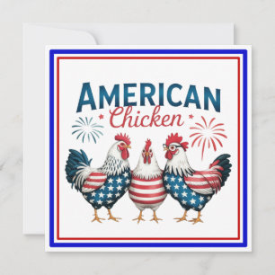 Convite Desenho Patriótico Americano de Frango de 4 de Jul