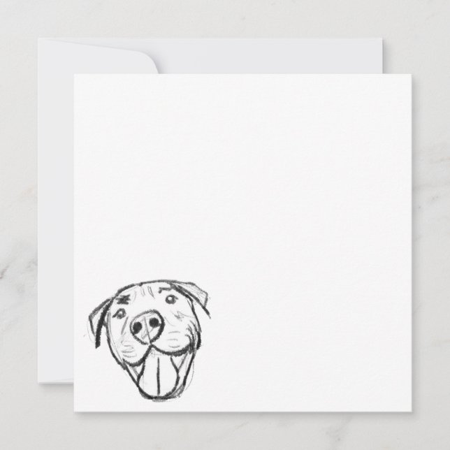 Convite desenho pitbull simples amantes de cães preto bran (Frente)
