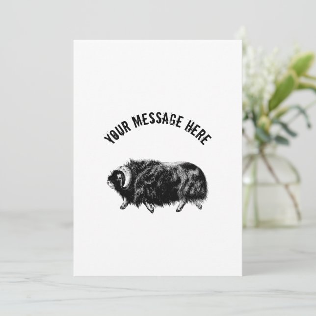 Convite Desenho Simples de Black Muskox (Em pé/Frente)
