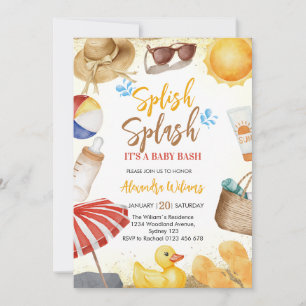 Convite Desenho Splash Baby Bash Chá de fraldas