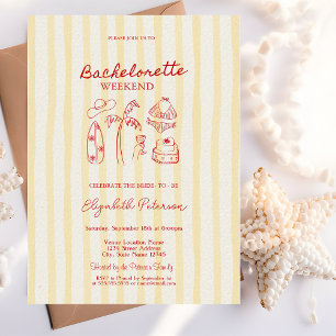 Convite Desenho Vermelho Bachelorette Fim de Semana Frisas