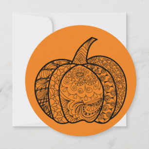 Convite Desenhos de Halloween boho mandala abóboras Outono