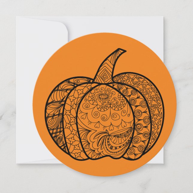 Convite Desenhos de Halloween boho mandala abóboras Outono (Frente)