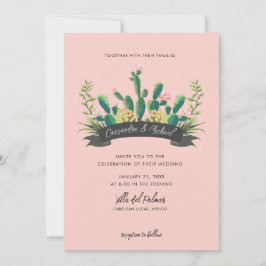 Convite Desert Cactus Bloom | Casamento rosa