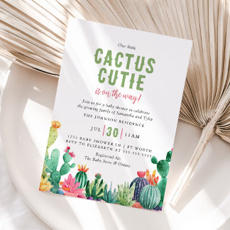 Convite Desert Cactus Cutie Girl Baby Shower