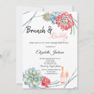 Convite Desert Cactus Red Brunch & Bubbly Nupcial
