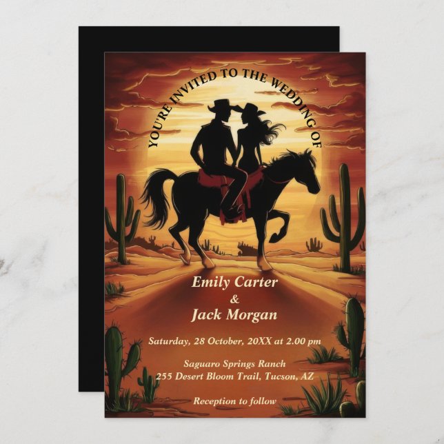 Convite Desert Cactus Wedding (Frente/Verso)
