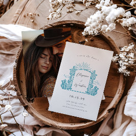 Convite Desert Cactus Western Monograma Salvar a Data