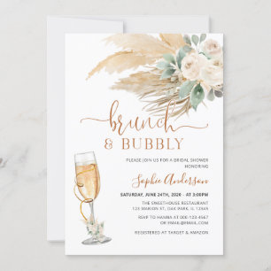 Convite Desert Greenery Boho Pampas Grass Brunch e Bubble