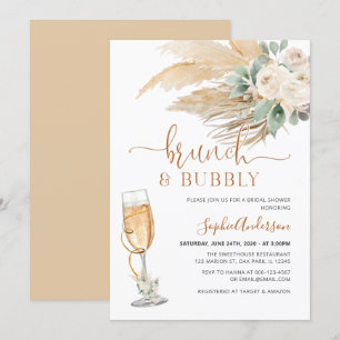 Convite Desert Greenery Boho Pampas Grass Brunch e Bubble