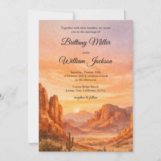 Convite Desert Mountain Rustic Boho Southwest Wedding (Frente)