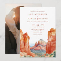 Desert Mountain Watercolor Photo Wedding