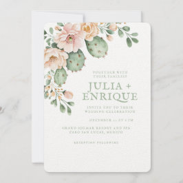 Convite Desert Rosa e Cactus Wedding