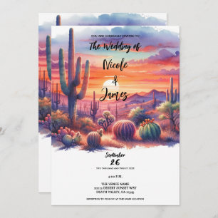 Convite Desert Sunset Glow Watercolor Casamento Sudoeste