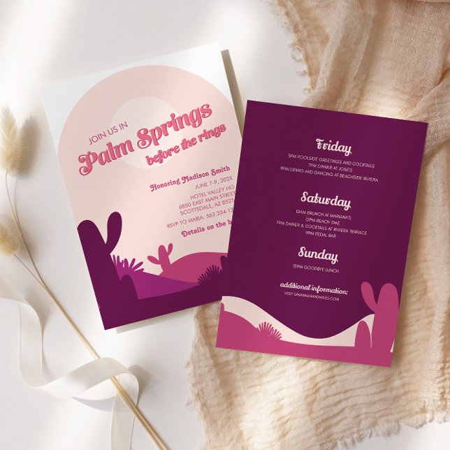 Convite Desert Sunset Palm Primaveras Bachelorette Itinera (Criador carregado)