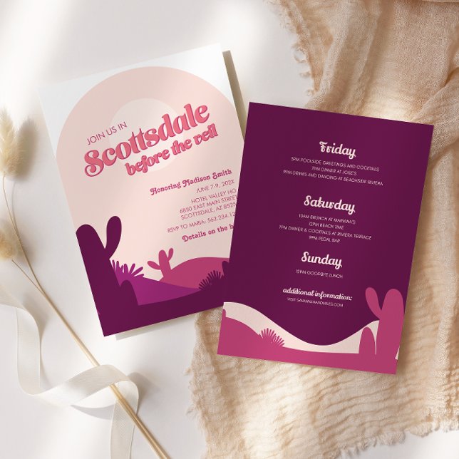 Convite Desert Sunset Scottsdale Bachelorette Itinerary (Criador carregado)