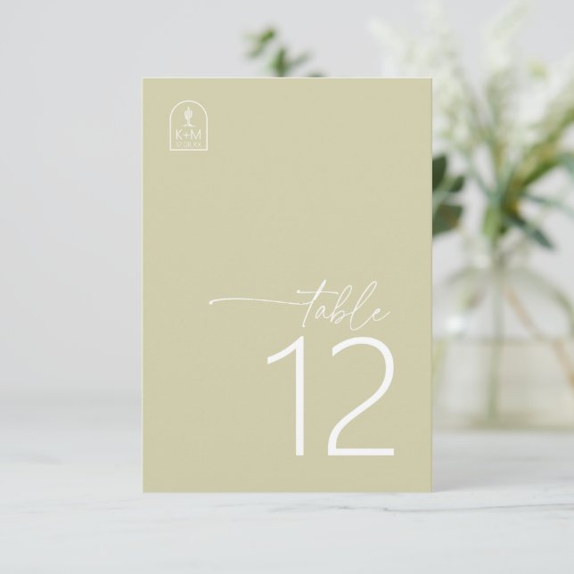Convite Desert Vibes Wedding Table Number Sage ID1019 (Em pé/Frente)