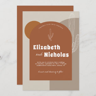 Convite Deserto de Boho Mínimo Moderno   Terra Cotta