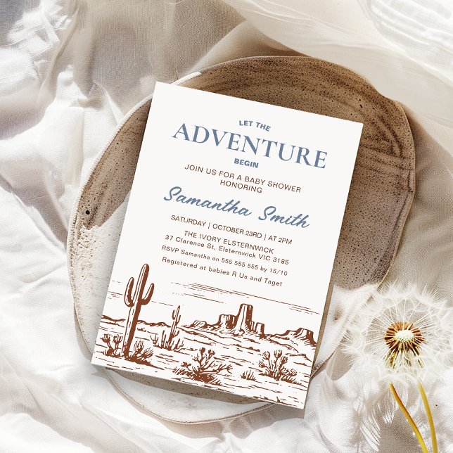 Convite Deserto De Selvagem Que Aventura Comece Chá de fra (Boys Wilderness Desert Let the Adventure Begin Baby Shower Invitation, Wilderness Themed Baby )