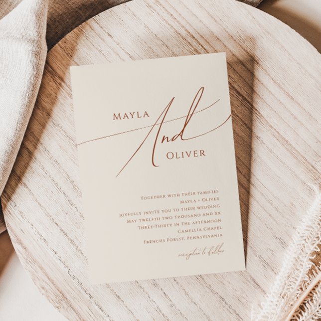 Convite Deserto elegante | Casamento de bege (Criador carregado)