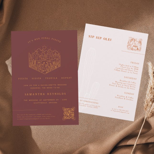 Convite Deserto Mínimo Fiesta | Fim de Semana de Bachelore (Criador carregado)